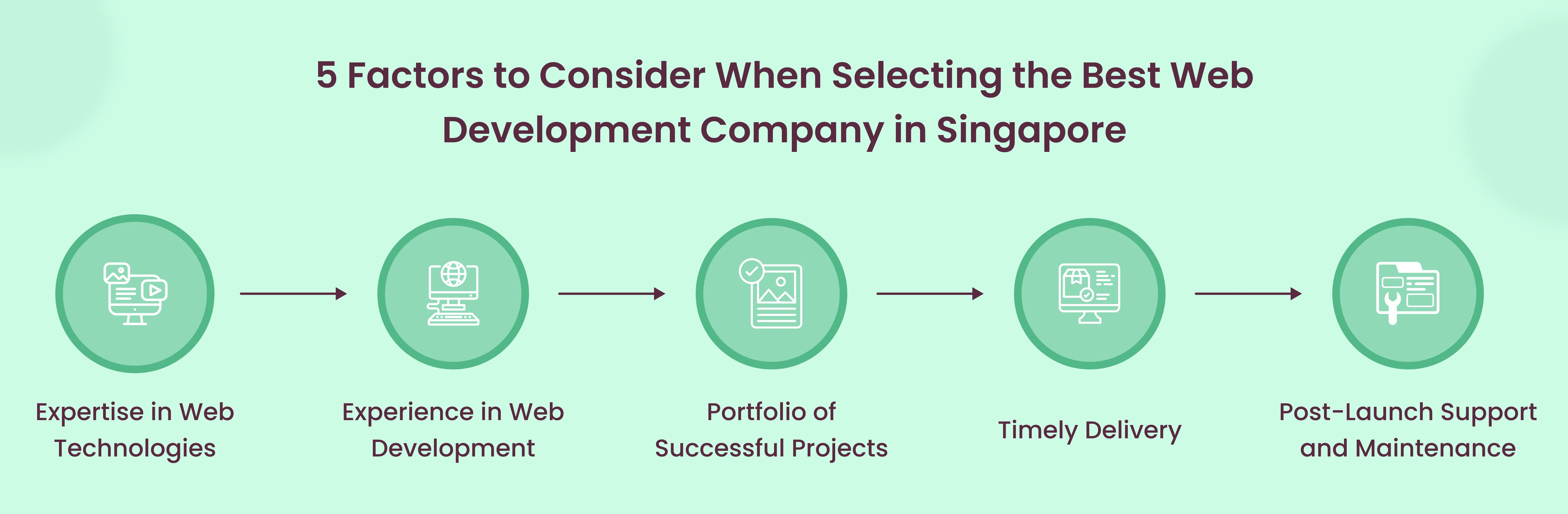 A Visual Representation of 5 Factors to consider when selecting the best web development company in Singapore